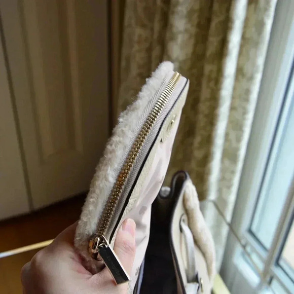 Kate Spade K9398 Leila Flap Backpack Fur Faux Shearling Light Sand - Picture 10 of 12